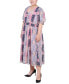 Plus Size Short Puff Sleeve Chiffon Dress