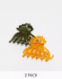 DesignB London pack of hair claws in green and yellow