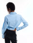 COLLUSION washed cotton long sleeve cropped shirt in blue