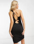 Weekday Y2K gathered one shoulder backless mini dress in black