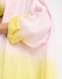 Candypants ombre oversized beach shirt in pink and yellow