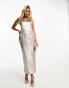 Forever New metallic drape midaxi slip dress in silver