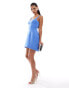 ASOS DESIGN scoop neck structured highlow mini dress in blue