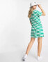 Monki striped dress in green stripe