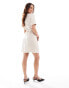 & Other Stories linen wrap mini dress with belt in light beige