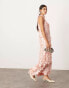 ASOS EDITION embellished matte disc sequin column midi dress in light pink