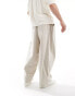 ASOS DESIGN wide parachute linen trouser in washed stone with elasticated waist