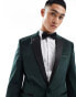 ASOS DESIGN skinny velvet tuxedo suit jacket in green