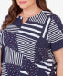 Plus Size Stars And Stripes Split Neck Tee