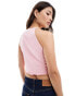 Tommy Jeans cropped ruche racer script top in pink