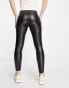 JDY leather look leggings in black