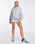 Nike mini swoosh over-oversized pullover hoodie in grey and sail