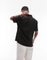 Topman short sleeve embroidered regular fit panel shirt in black