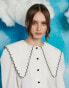 Sister Jane contrast stitch oversized collar shirt in ivory