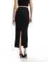 New Look ribbed midi skirt in black