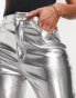 Never Fully Dressed PU trouser in metallic silver