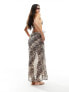 Candypants zebra print low rise maxi beach skirt in brown