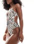 Free Society plunge swimsuit in multi zebra