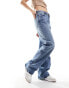 Mango straight leg oversized jeans in light blue