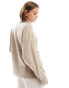 Pieces roll neck jumper with seam detail front in beige