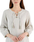 Women's Cotton Gauze Tasseled Lace-Up Top, Created for Macy's