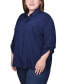 Plus Size 3/4 Sleeve Roll Tab Blouse