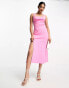 ASOS DESIGN square neck twist back a-line midi dress in pink