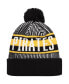 Men's Black Pittsburgh Pirates Striped Cuffed Knit Hat with Pom