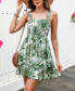 Women's Palm Leaf Sleeveless Square Neck Mini Beach Dress