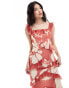 Pretty Lavish exclusive to ASOS Cecile ruffle maxi dress in terracotta floral