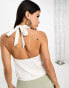 4th & Reckless satin halterneck cowl detail top in white