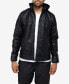 Men's Grainy Polyurethane Leather Hooded Jacket with Faux Shearling Lining