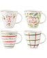 Bayberry Printed Mix-and-Match Porcelain Mugs, Set Of 4