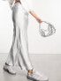 New Look satin maxi skirt in silver