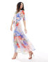 Hope & Ivy ruffle wrap maxi dress in blue & pink floral