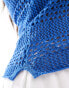 Noisy May Curve crochet vest in bright blue