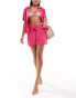 ASOS DESIGN linen look co-ord beach short in pink