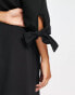 Monki tie sleeve smock midi dress in black