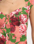 ASOS DESIGN mini button through twill dress with cup detail in bloom floral print