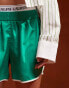 Pieces Sport Core contrast trim shorts in green and white