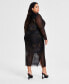 Trendy Plus Size Mesh-Overlay Long-Sleeve Dress