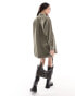 ASOS DESIGN cord oversized shirt dress in khaki