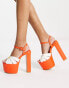 Daisy Street platform heeled sandals in orange