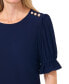 Women's Puff-Sleeve Button-Shoulder Knit Top