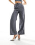 Missyempire tailored wide leg trousers co-ord in grey pinstripe