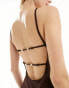 4th & Reckless Tall exclusive cami low back bead detail maxi dress in brown