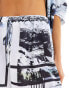 ASOS DESIGN satin co-ord short in newspaper print