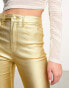 Stradivarius coated high waist jean in gold