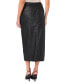 Women's Faux-Leather Front-Slit Midi Skirt