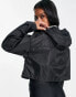 ASOS DESIGN Petite cropped rain jacket with hood in black